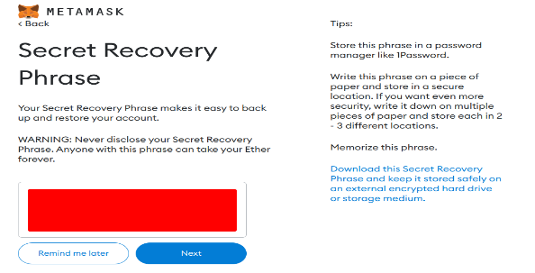 secure your eta mask wallet secret recovery phrase
